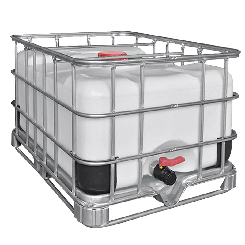 IBC tank in a steel cage