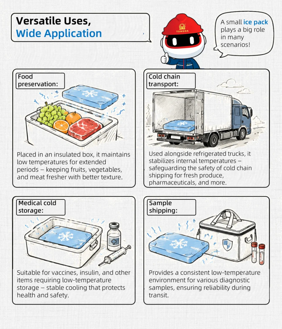 Reusable ice packs used in cold-chain logistics